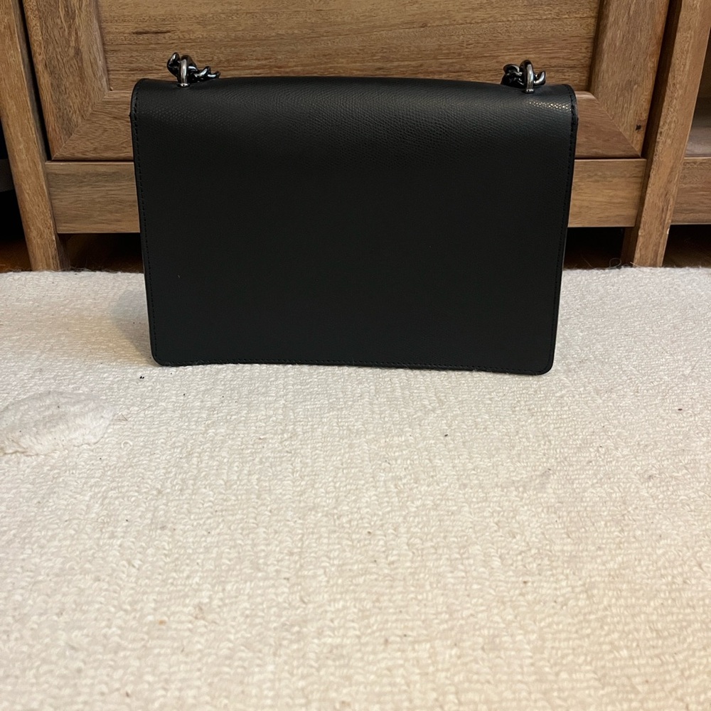 Black Leather Chain Shoulder Bag - Picture 3 of 5